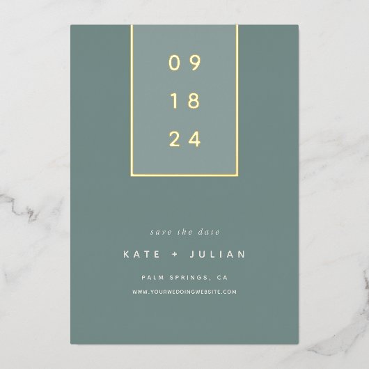 Goldfallen | Moderne Minimal Foil Save the Date Ca Folieneinladung (Vorderseite)