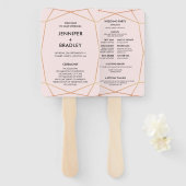 Goldfan-Hochzeitsprogramm für geometrische Rose Fächer (Vorne und Hinten)