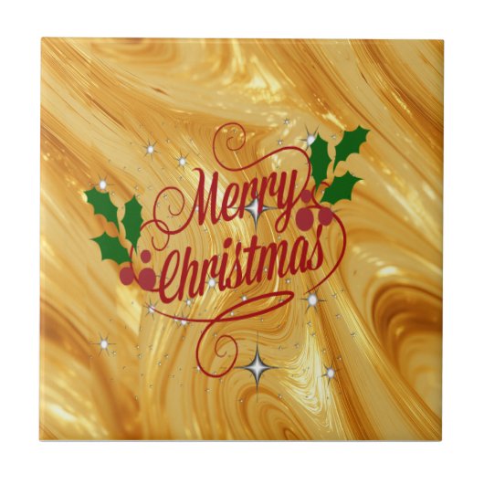 Goldfarbe, Frohe Weihnachten, Fliese (Vorderseite)