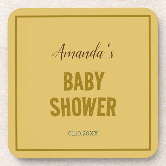 Goldfarbe Moderne Minimalistische Babydusche Getränkeuntersetzer (Vorderseite)