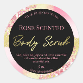 Goldfarben mit rosa Glitzer-Karosserieetiketten Runder Aufkleber