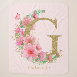 Goldfarben-Monogramm-Buchstaben G Sherpadecke