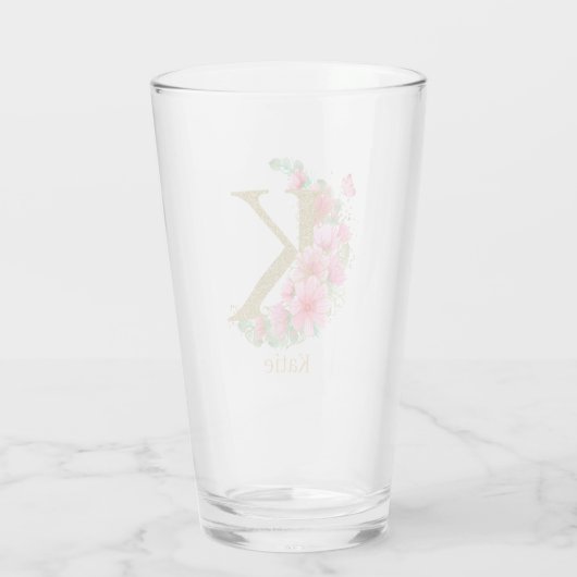 Goldfarben-Monogramm-Buchstaben K Glas (Rückseite)