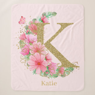 Goldfarben-Monogramm-Buchstaben K Sherpadecke