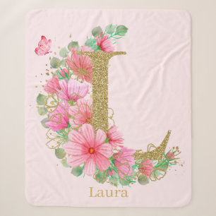 Goldfarben-Monogramm-Buchstaben L Sherpadecke