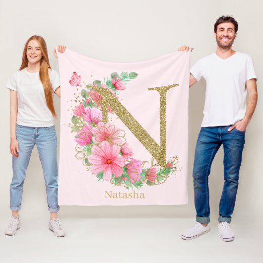 Goldfarben-Monogramm-Buchstaben N Fleecedecke (Beispiel)