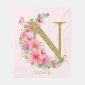 Goldfarben-Monogramm-Buchstaben N Fleecedecke (Vorderseite)