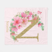 Goldfarben-Monogramm-Buchstaben N Fleecedecke (Vorderseite (Horizontal))