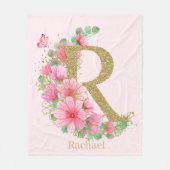 Goldfarben-Monogramm-Buchstaben R Fleecedecke (Vorderseite)