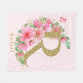 Goldfarben-Monogramm-Buchstaben R Fleecedecke (Vorderseite (Horizontal))