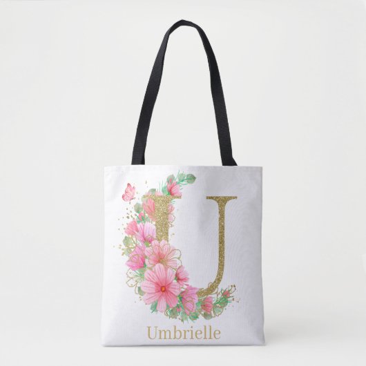 Goldfarben-Monogramm-Buchstaben U Tasche (Vorderseite)