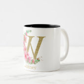 Goldfarben-Monogramm-Buchstaben W Zweifarbige Tasse (VorderseiteRechts)