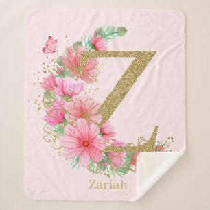 Goldfarben-Monogramm-Buchstaben Z Sherpadecke