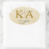 Goldfarben-Monogramm-Etikett Ovaler Aufkleber (Tasche)
