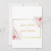 Goldfarben Rosa florale islamische Hochzeit Einladung (Rückseite)