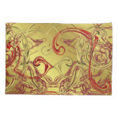 goldfarben, rot und schwarz glänzend gefärbt kissenbezug (Rückseite)