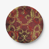 goldfarben, rot und schwarz glänzend gefärbt pappteller (Vorderseite)