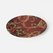 goldfarben, rot und schwarz glänzend gefärbt pappteller (Schrägansicht)