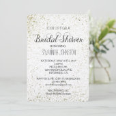 Goldfarben-Spritzer-Brautparty Einladung (Stehend Vorderseite)