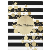 Goldfarben-Spritzer-Schwarz-weißes Klemmbrett (Rückseite)