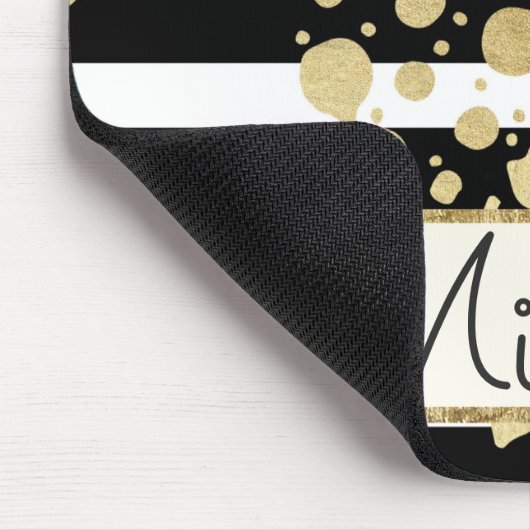 Goldfarben-Spritzer-Schwarz-weißes Mousepad (Ecke)