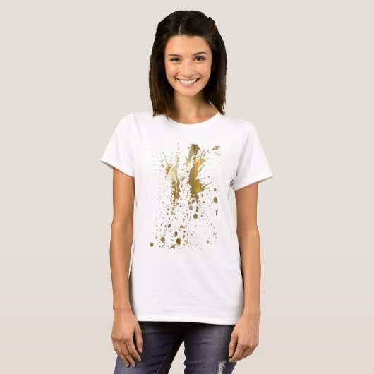Goldfarben-Spritzer-T - Shirt (Vorne ganz)