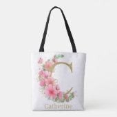Goldfarben und Blumenmonogramm, Buchstabe C Tasche (Rückseite)
