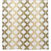 Goldfarben und geometrisches Muster auf Weiß Duschvorhang (Vorderseite)