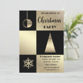 Goldfarbenblock Weihnachts-Party Einladung (Stehend Vorderseite)