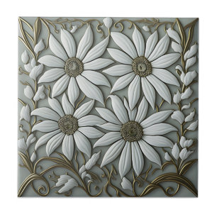 goldfarbene 3D-Blumenmotive Jugendstil-Keramik Til Fliese