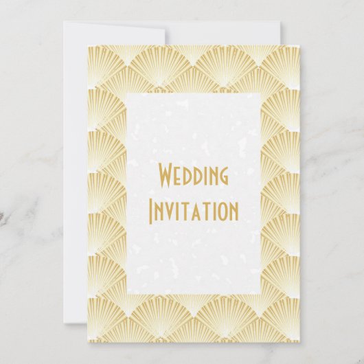 Goldfarbene Art Deco Design Hochzeit Einladung (Vorderseite)