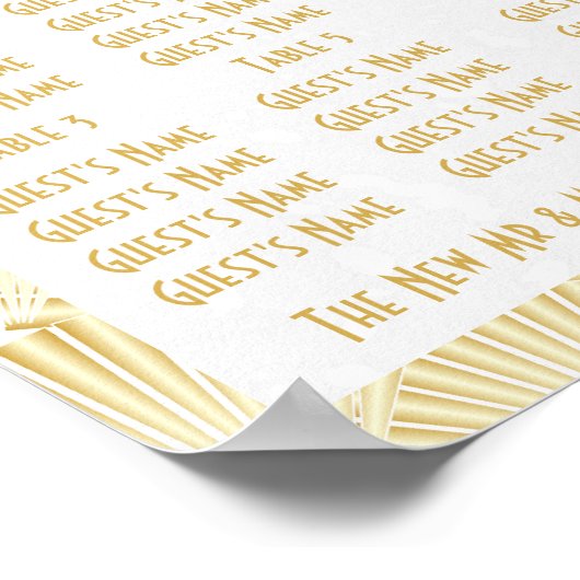 Goldfarbene Art Deco Design Hochzeitssitze Poster (Ecke)