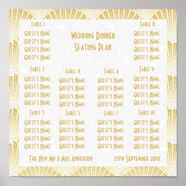 Goldfarbene Art Deco Design Hochzeitssitze Poster