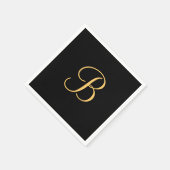 Goldfarbene B auf schwarz Serviette (Ecke)