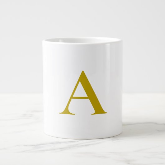Goldfarbene benutzerdefinierte Monogramm-Anfangsbu Jumbo-Tasse (Vorderseite)