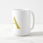 Goldfarbene benutzerdefinierte Monogramm Anfangsbu Kaffeetasse (VorderseiteRechts)