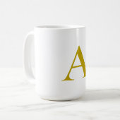 Goldfarbene benutzerdefinierte Monogramm Anfangsbu Kaffeetasse (Vorderseite Links)
