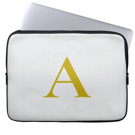 Goldfarbene benutzerdefinierte Monogramm Anfangsbu Laptopschutzhülle (Vorderseite)
