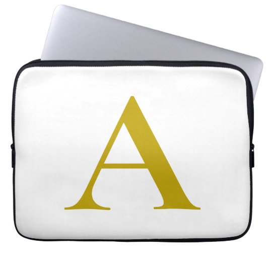 Goldfarbene benutzerdefinierte Monogramm Anfangsbu Laptopschutzhülle (Vorderseite)