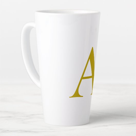 Goldfarbene benutzerdefinierte Monogramm-Anfangsbu Milchtasse (Linke Ecke)