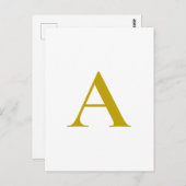 Goldfarbene benutzerdefinierte Monogramm Anfangsbu Postkarte (Vorne/Hinten)