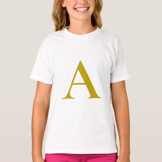 Goldfarbene benutzerdefinierte Monogramm Anfangsbu T-Shirt (Vorderseite)