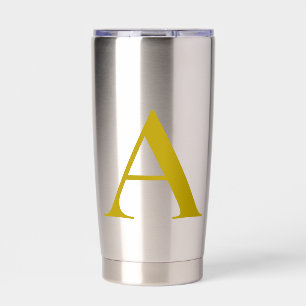 Goldfarbene benutzerdefinierte Monogramm-Anfangsbu Thermobecher