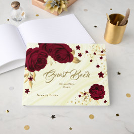 goldfarbene Blätter aus zauberhaftem Bordeaux Gästebuch