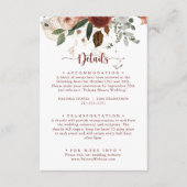 Goldfarbene blumenreiche Hochzeitsdetails Begleitkarte (Vorderseite)