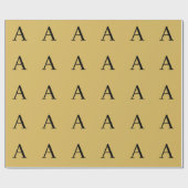 Goldfarbene einfache Monogramm-Initialen mit Namen Geschenkpapier (Flach)