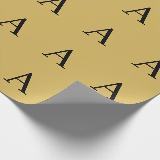 Goldfarbene einfache Monogramm-Initialen mit Namen Geschenkpapier (Ecke)