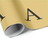 Goldfarbene einfache Monogramm-Initialen mit Namen Geschenkpapier (Rolleneckpunkt)