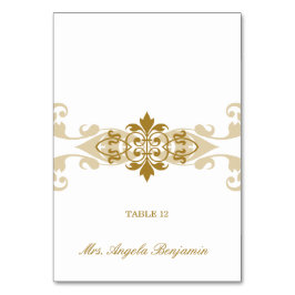 Goldfarbene Eisenbahn - Elegante Hochzeitsstimmung Tischnummer