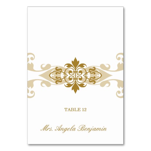 Goldfarbene Eisenbahn - Elegante Hochzeitsstimmung Tischnummer (Vorderseite)